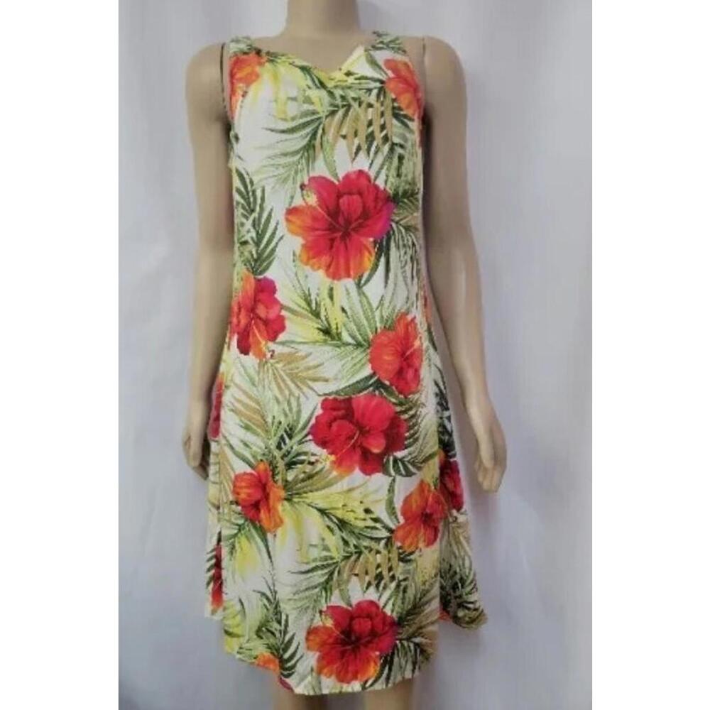 Two Palms Hibiscus Print Hawaiian Women's Sleeveless Dress Size M NEW #C - Picture 12 of 13